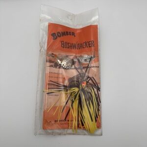 Bomber Bushwhacker Vtg Spinnerbait NOS Pack Yellow Black Skirt Hammered Blade